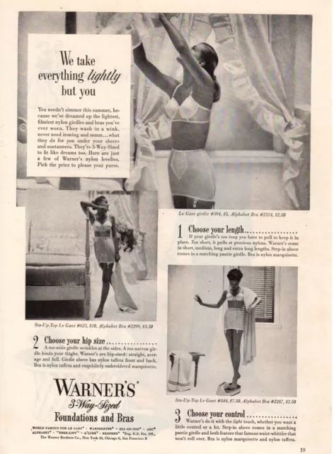 VINTAGE ADVERTISING PRINT ad FASHION Warner Bra Girdle Introducing Body-Do  beach $10.95 - PicClick