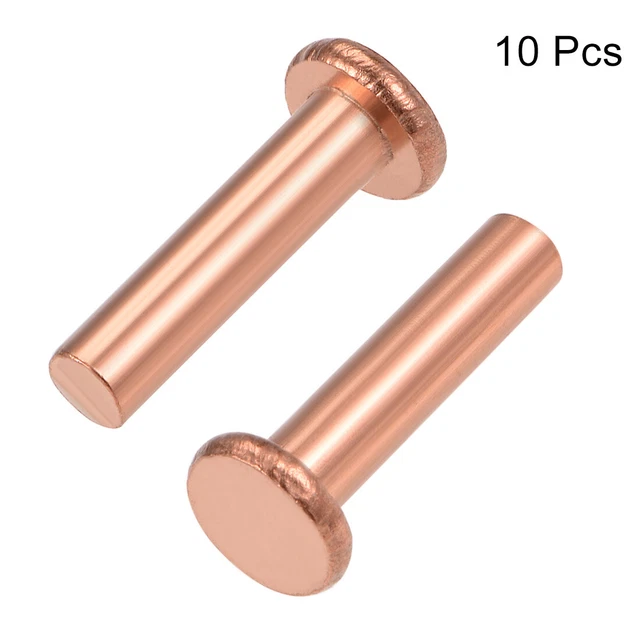 10Pcs 15/64"x1" Tête plate Cuivre Rivets solides attaches 3
