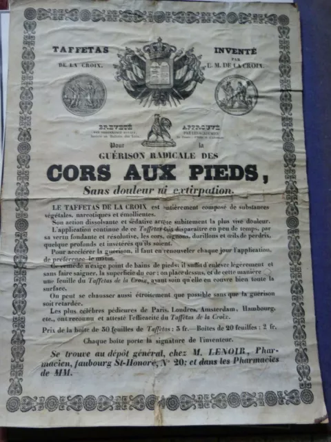 Très ancienne AFFICHE PUBLICTAIRE TAFFETAS DE LA CROIX