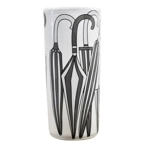 Grey/Black and White Ceramic Umbrella Stand Stick Holder 46cm 2