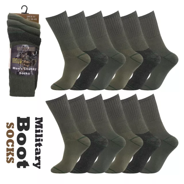 3-6 Pairs Mens Army Military Boot Socks Thermal Hiking Work Chunky Socks UK 6-11