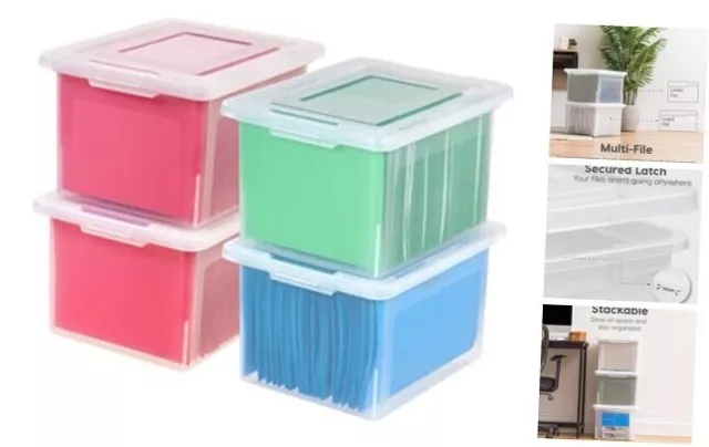 IRIS USA Letter/Legal File Tote Box, 4 Pack, BPA-Free Plastic Clear - 4 Pack