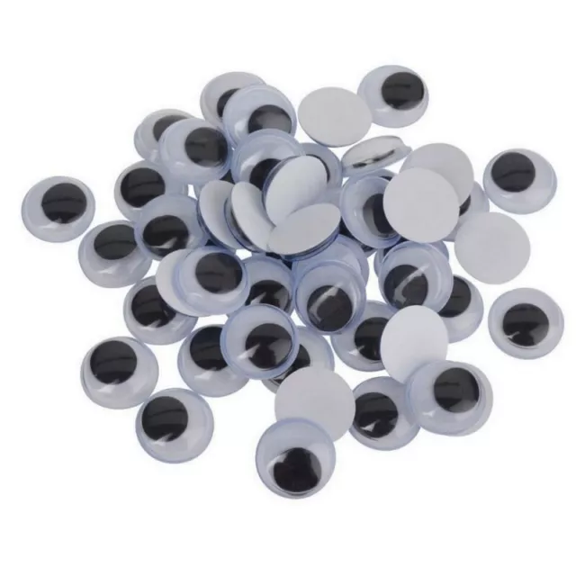 Lot de 50 Yeux diamètre 15 mm, à pupille mobile, en plastique, 25 paires à colle