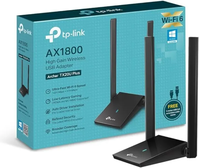 TP-Link AX1800 Wi-Fi 6 Dual Antennas High Gain Wireless USB3.0 Archer TX20U Plus
