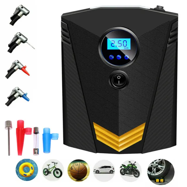 12V DC Air Compressor Tire Inflators Air Tire Pump 150 PSI With Emergency LED