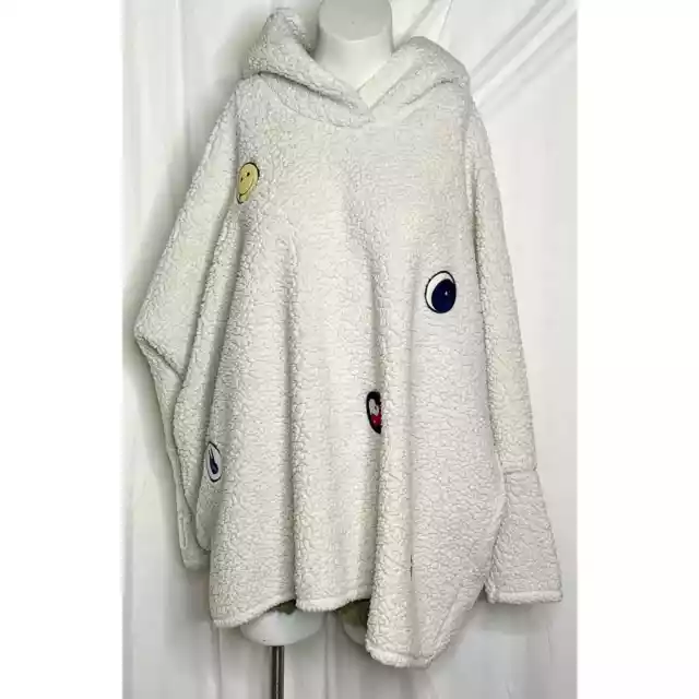 Lauren Moshi Limited Edition Teddy Sherpa Hoodie Women's M/L Hippie Boho Patch