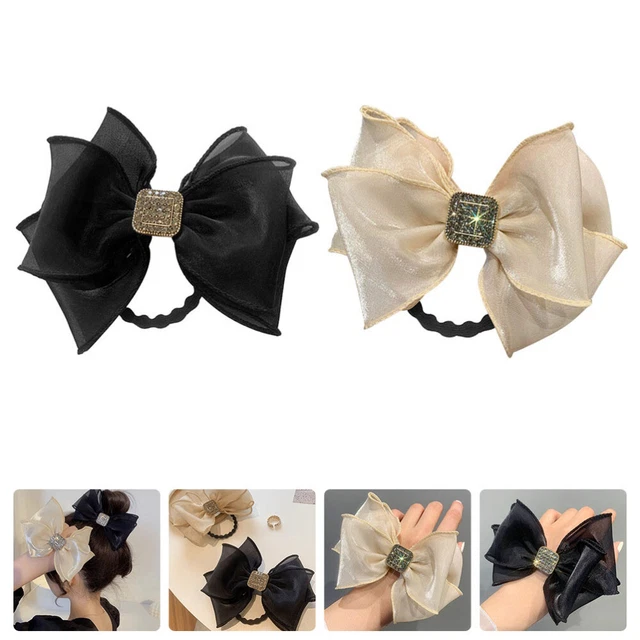 2 pz cravatta per capelli garza leggera 10 x 8 x 2 cm organza bambina