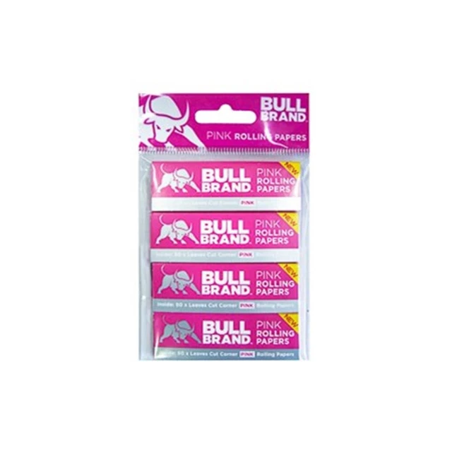 BULL BRAND PINK Regular Rolling Papers Cut Corner Slow Burning Cigarette Paper