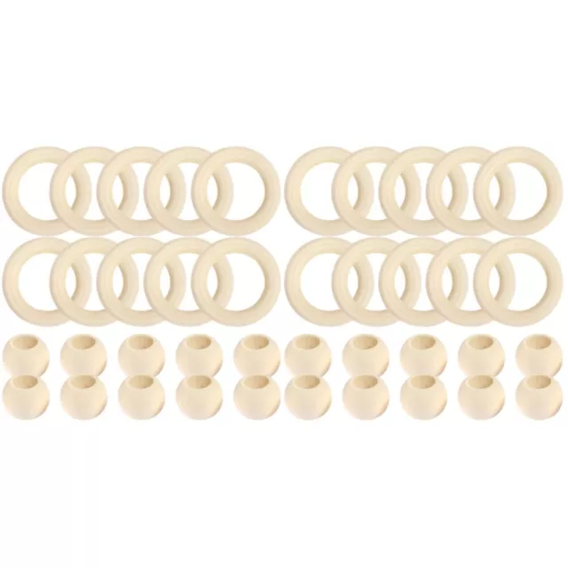 2 Sets Runde Perlen Perlen-Holz-Ring-Set Personalisierter Mutterpasshülle