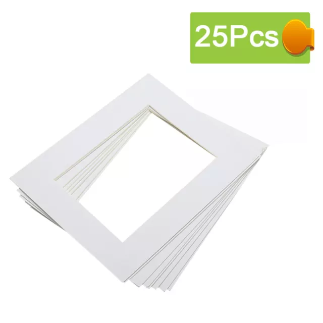 25 Pcs White Core Pre Cut Mats Photographic Storage Materials