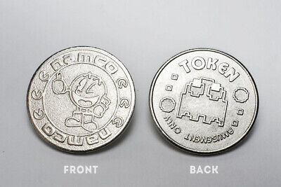 Namco Amusement Token x2 Silver Tone Arcade Coin Pacman Ghost Collectible