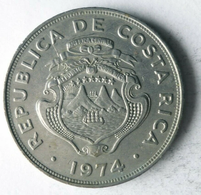 1974 COSTA RICA COLON - Excellent Collectible Coin - FREE SHIP - Bin #143