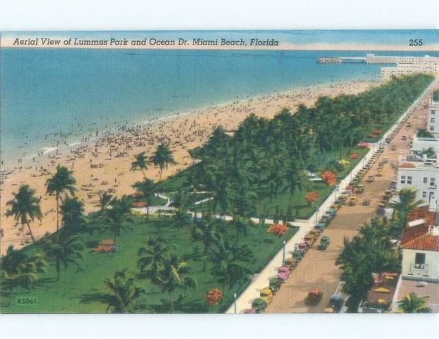 Unused Linen LUMMUS PARK AND BEACH Miami Beach Florida FL d7298