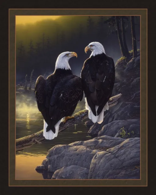Dawn's Early Light Bald Eagle - Fabric Quilt Panel - 100% Cotton - 36" x 45"