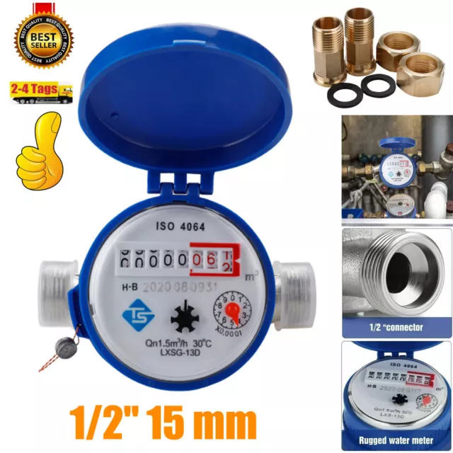 Contatore acqua / orologio acqua giardino / contatore acqua fredda 1/2" 15 mm set completo DHL