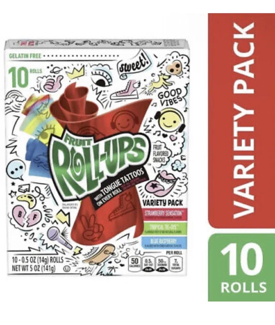 FRUIT ROLLUPS FRUIT Flavored Snacks, Variety Pack, Pouches, 10 ct