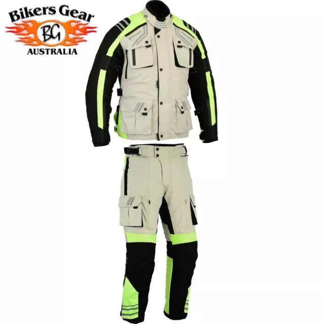 Australian Bikers Gear HiViz Waterproof Motorcycle Motorbike SUIT jakcet trouser