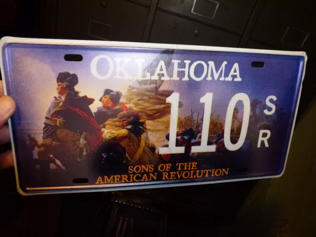 replica special graphic license plate Oklahoma Sons of the american revolution