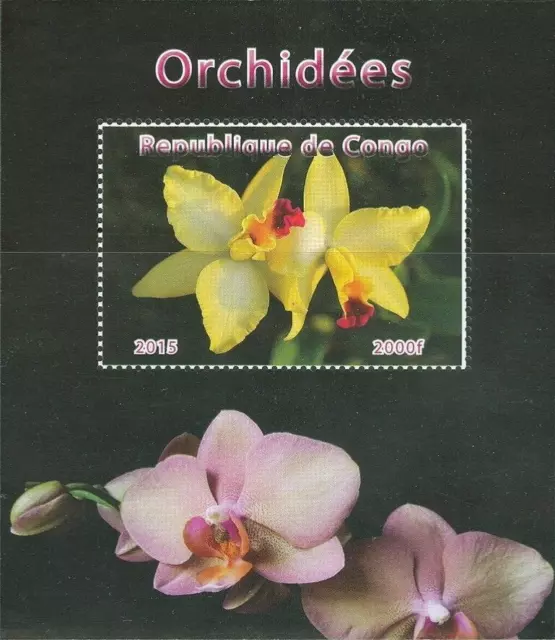 Congo Brazzaville MNH S/S Orchids Flowers Flora