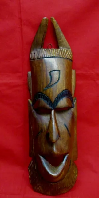 🟢 Grande  Maschera Africana In Legno Intagliata A Mano Epoca  900-030-