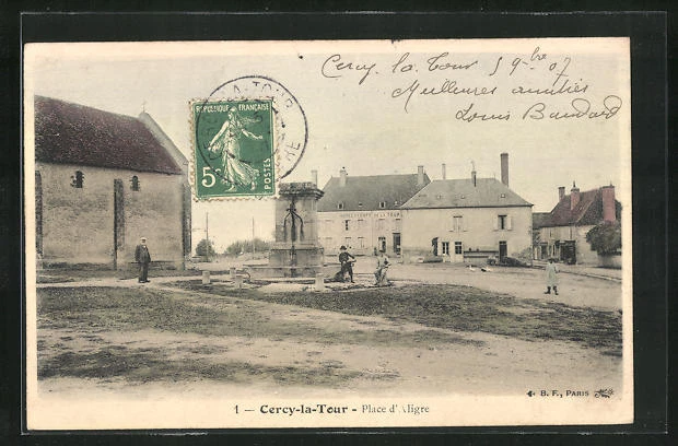 CPA Cercy-la-Tour, Place d'Aligre 1907