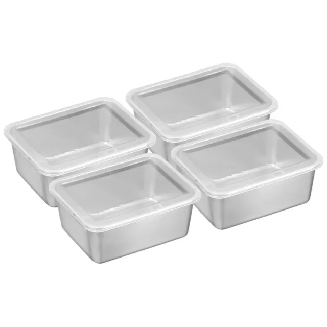 4 Pcs Crisper Freezer Food Boxes Refrigerator Stainless Steel