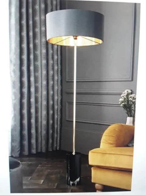 Brand New Black Nero Marble Floor Lamp In Brown Box