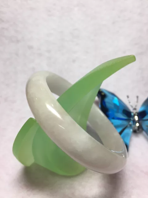 55mm- Vintage 100% Natural Jadeite Jade Bangle- Light Pink- Undyed, Untreated.