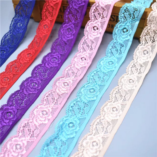 10 Yards Stretch Elastic Lace Ribbon Beautiful 25MM Width For Sewing Accessories