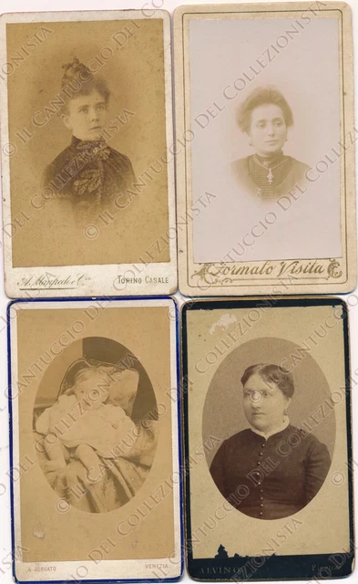 1880c Ritratti Signore Bambina Carte de visite CDV LOTTO 4 Fotografie