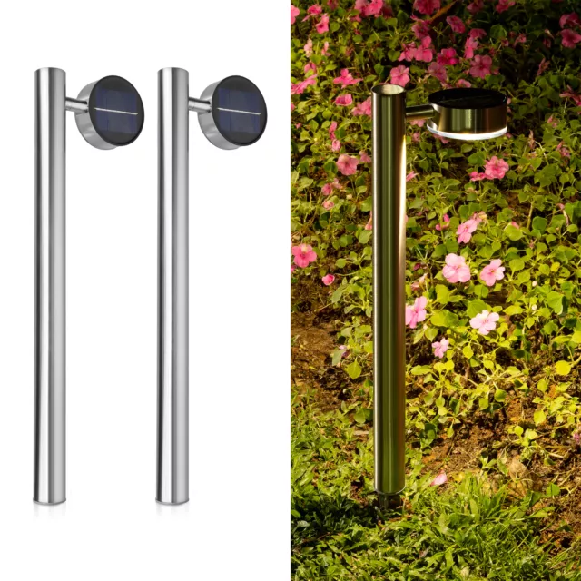 Set de 2x lámpara solar LED de acero inoxidable luz de exterior jardín terraza