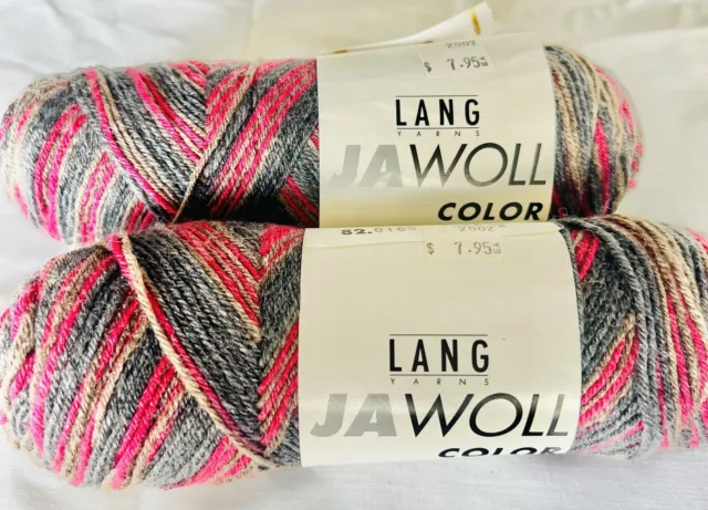 LANG JaWoll Superwash, Bundle of 2 Pink Grey Tan