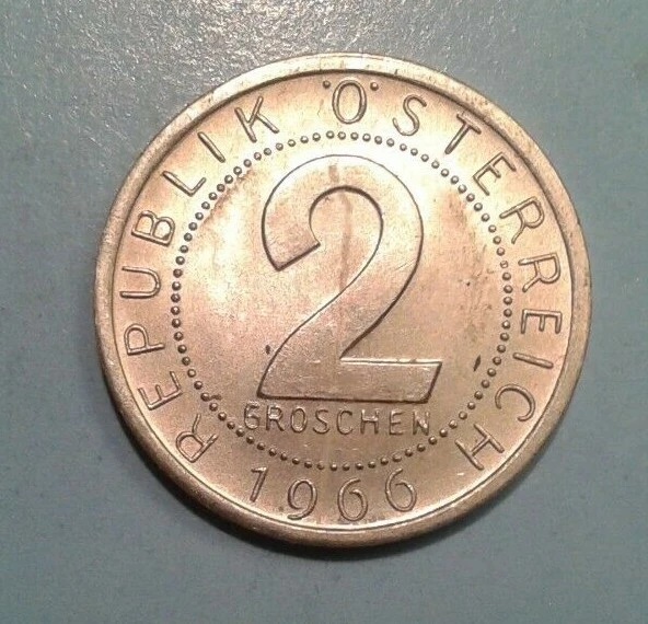 Austria 2 Groschen coin 1966