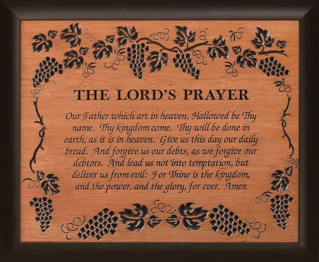 The Lord's Prayer Grape Vine 28 x 35.5 Wood Twotone Carved Wall Mounted Plaque