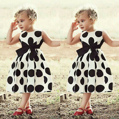 Toddler Kids Baby Girl Vintage Polka Dot Princess Swing Rockabilly Party Dress
