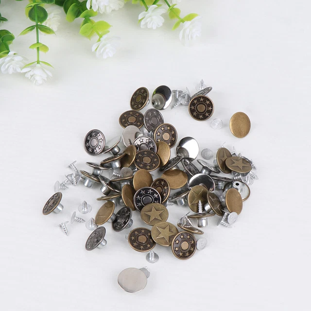 50 Sets Replacement Jean Buttons Bouton Jean Jeans Boutons Pression Prolongateur