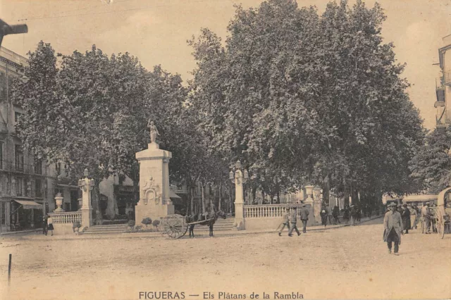 Cpa Espagne Figueras Els Platans De La Rambla