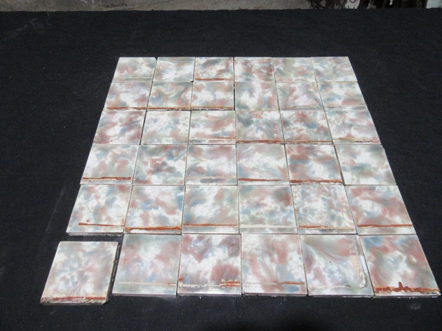 ~ Lot Of 36 Antique Victorian Trent Tiles ~ 3" Square ~ Architectural Salvage