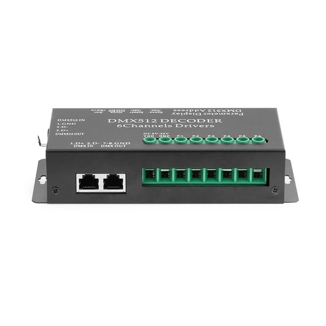 DC5-24V 6CH OUTPUT High Decoder Console Dimmer RGB 6-Way DMX512 Decoder ...