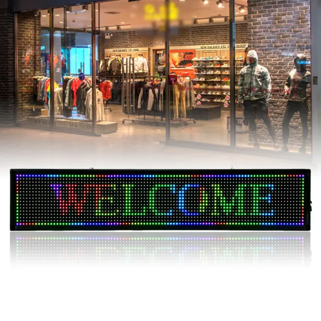 LED Sign Board 40"X8" Scrolling Message Display Board RGB 7-Color Programmable