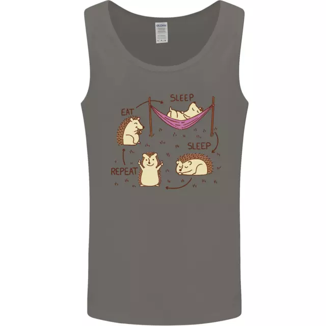 Funny Hedgehog Eat Sleep Repeat Lover Mens Vest Tank Top