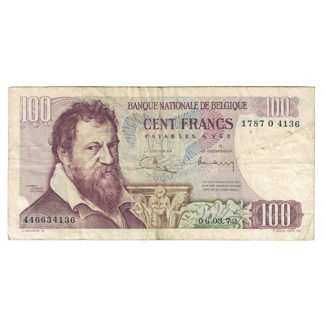 [#179270] Banknote, Belgium, 100 Francs, 1972, 1972-03-06, KM:134a, VF