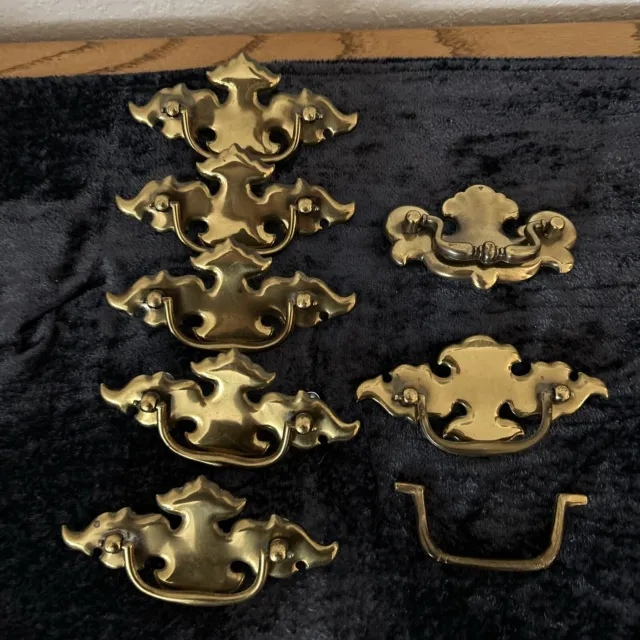 Vintage Gothic KBC Brass Dresser Drawer Handle Pull Knobs Reclaimed Misc Lot 3”
