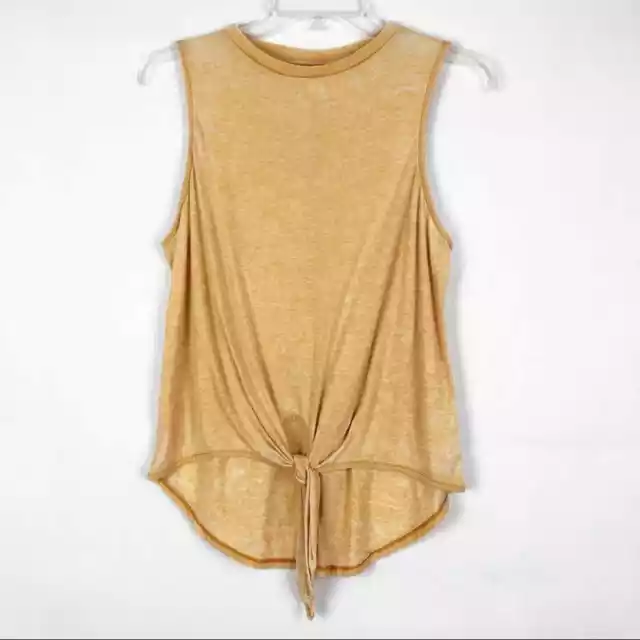 Mossimo Burnout Mustard Womens Tie Front Top Sleeveless Size Small