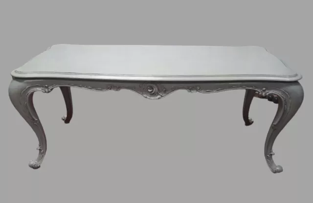 Antique French Walnut dining table large 2m Gustavian Style Grey Painted Lovely