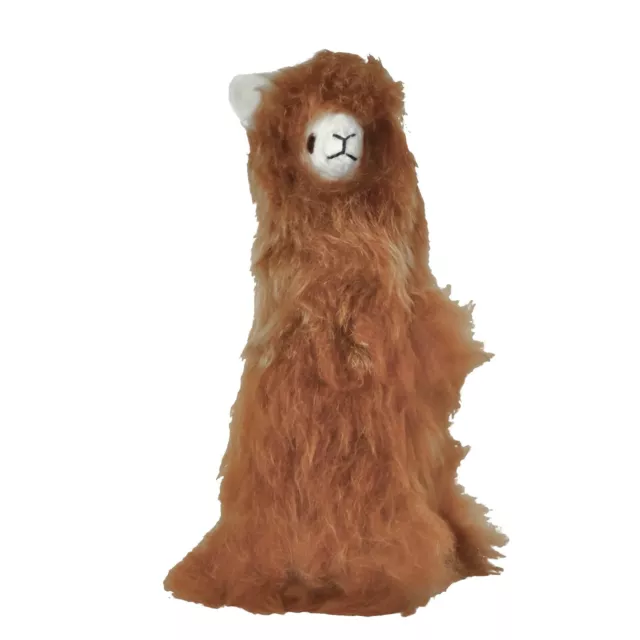 Llama Alpaca Stuffed Animal Peruvian Alpaca Fur Handmade 11" Brown NWT