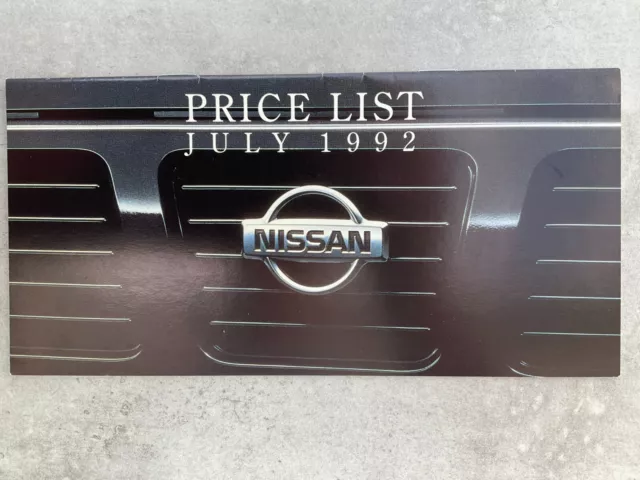 Nissan Range UK Market Car Price List Brochure - July 1992