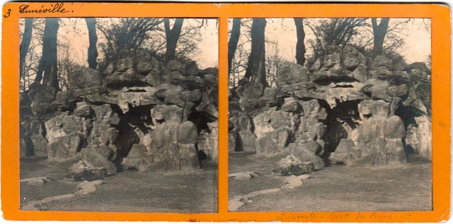 Luneville.Grotte des Bosquets.Lorraine.Meurthe and Moselle.Gelatin Stereo Photo.