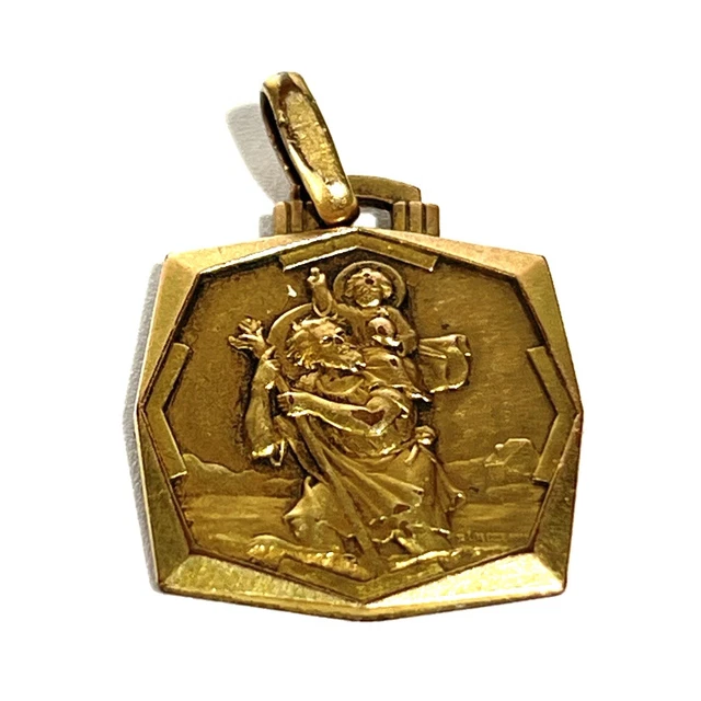 Plaque Vélo émaillée Ancienne - Saint Christophe Religieux - Médaille Cycliste