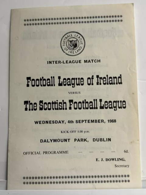 1968 League Of Ireland   V SCOTLAND  Scottish FOOTBALL PROGRAMME. DUBLIN